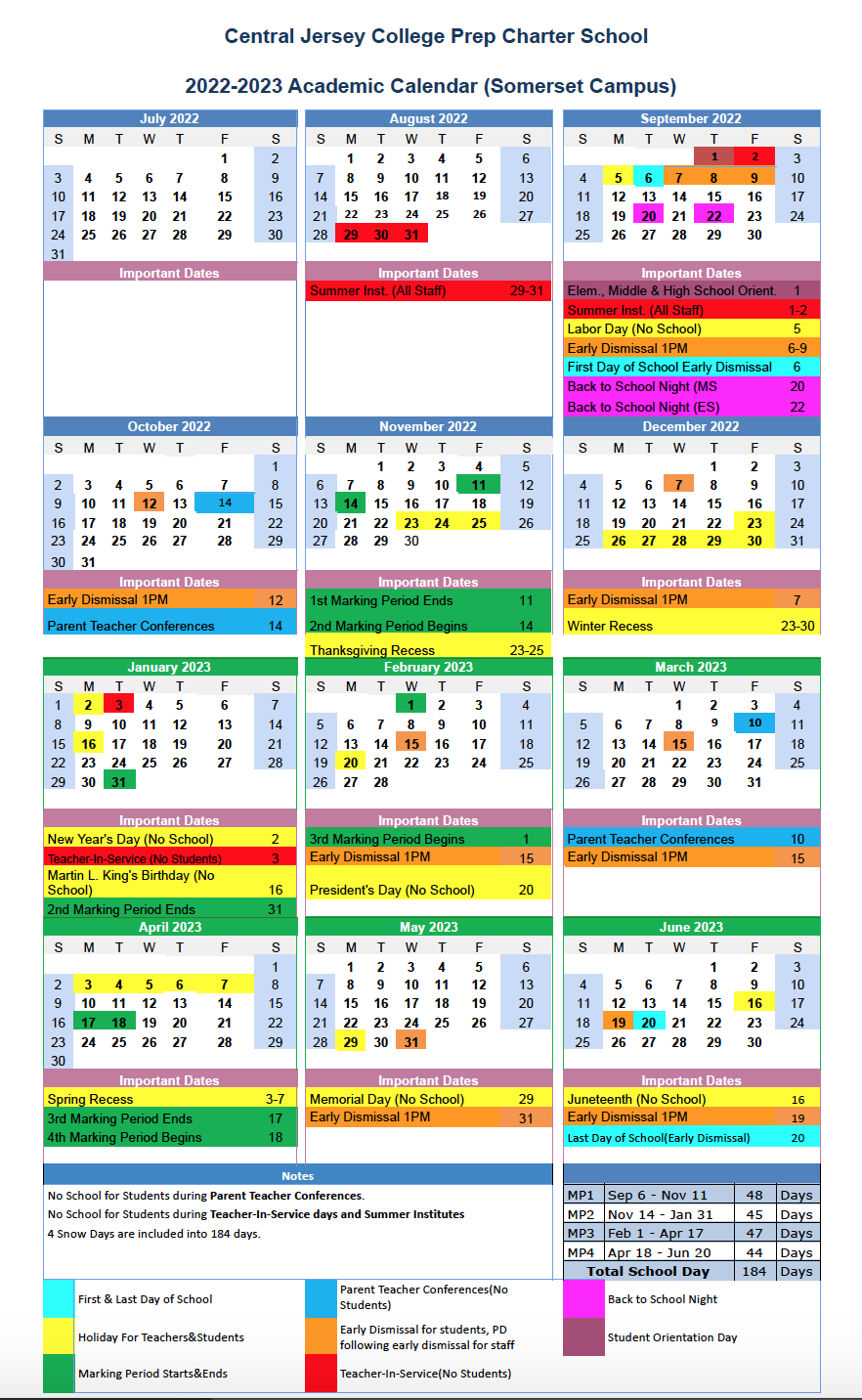 20222023 Academic Calendars CJCP